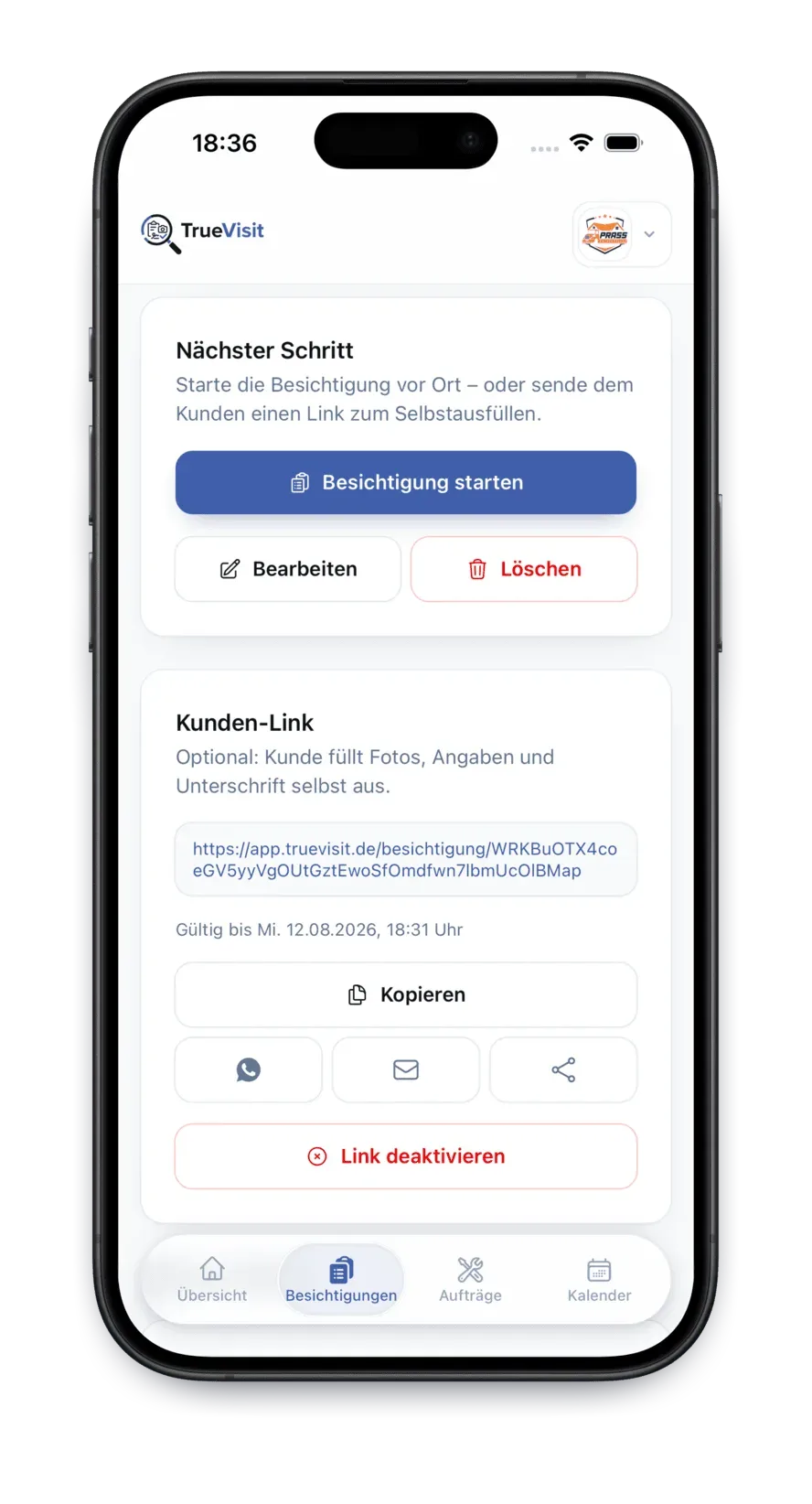 Kundenlink erstellen